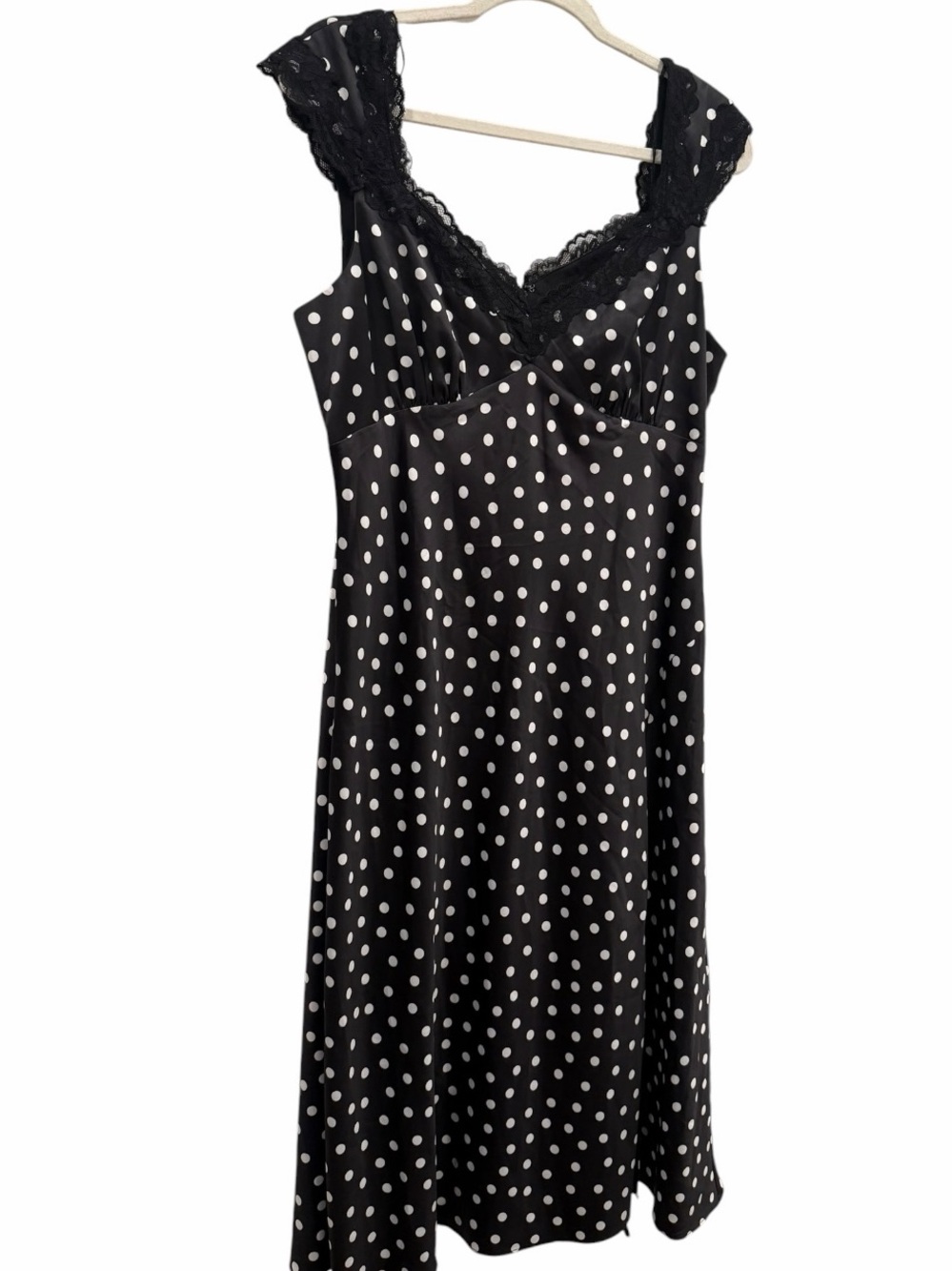 Adrianna Papell Black White Satin Polka Dot Midi Dress size 12 NWT - Picture 8 of 9